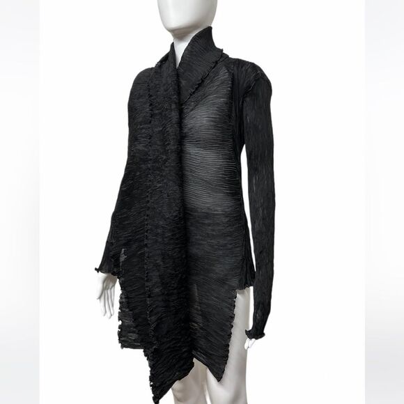 SUSANNE WIEBE Plisse Open Front Micro Pleated Cardigan Jacket S M L Fits Many - Picture 9 of 15